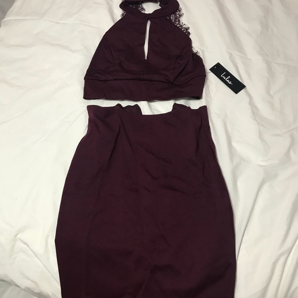 2 piece slim burgundy dress from Lulus - Picture 5 of 8